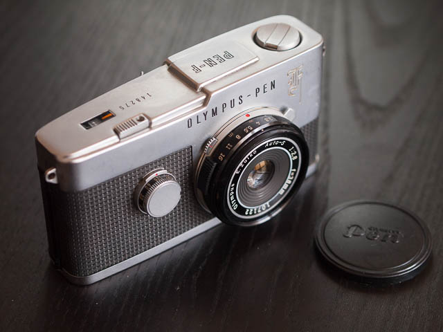 Olympus Pen F fitted with 38mm f/2.8 pancake lens