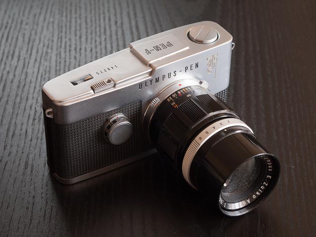 Olympus Pen FT fitted with 100mm f/3.5 lens