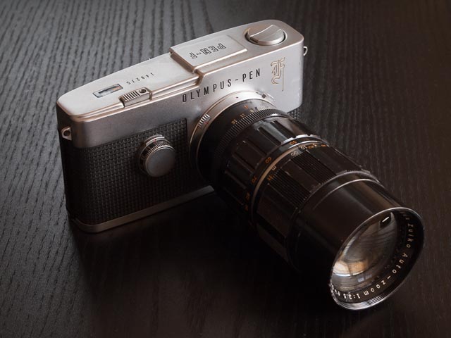 Olympus Pen FT fitted with 50-90mm f/3.5 zoom lens