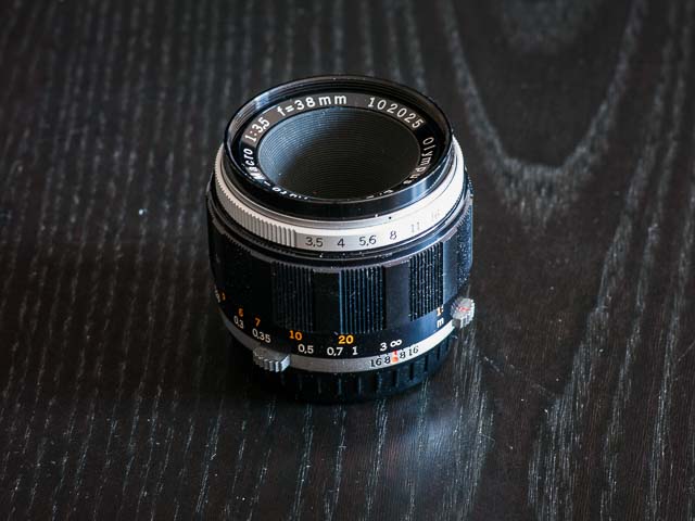 38mm f/3.5 macro lens (focused at infinity)