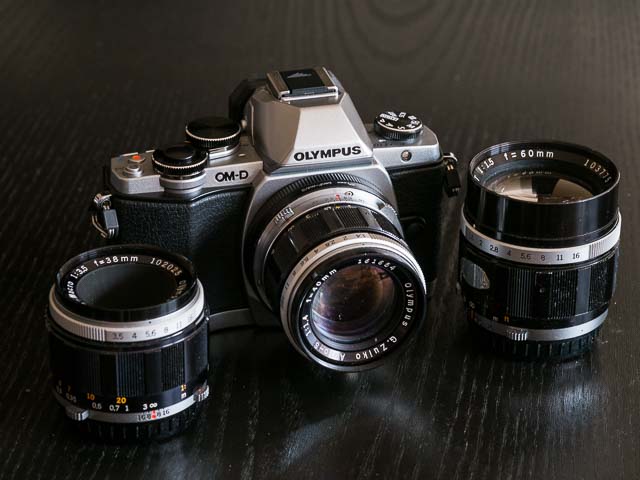 Olympus OM-D E-M10 and selection of Olympus Pen F lenses