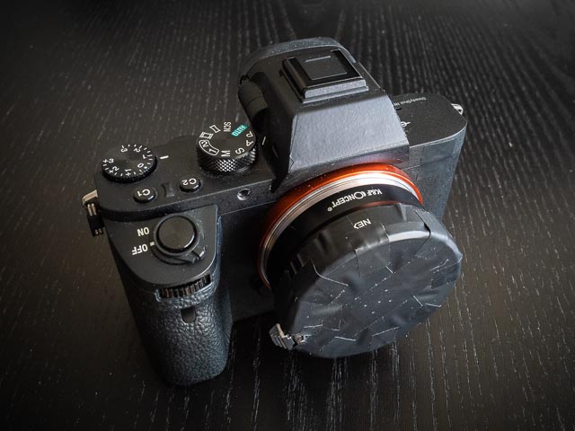 Home made pinhold lens mounted on a Sony A7II camera