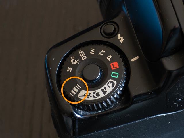 Bar-code setting on the mode dial on the Canon EOS 10