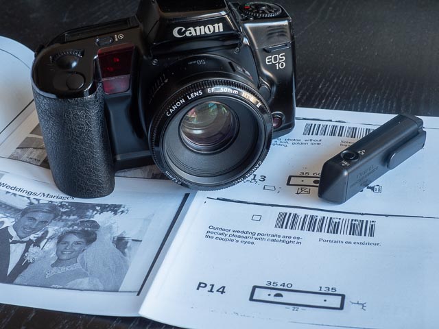 Bar-code scanner receiver on the Canon EOS 10