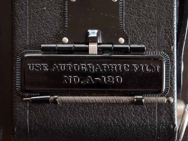 Kodak No. 2 Folding Autographic Brownie detail with autographic window open