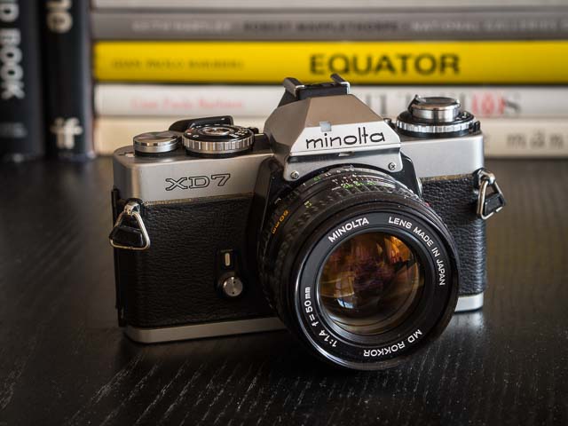 Minolta XD7 camera with the Minolta MD Rokkor 50mm f/1.4 lens fitted