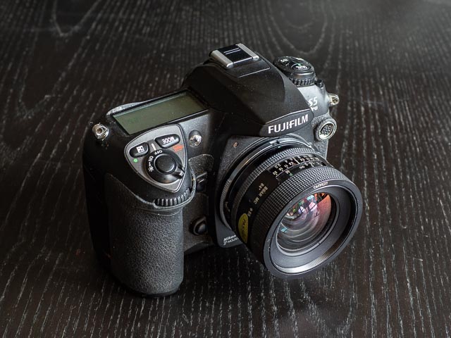 Fujifilm FinePix S5 Pro with two vintage manual focus 24mm Tamron lens