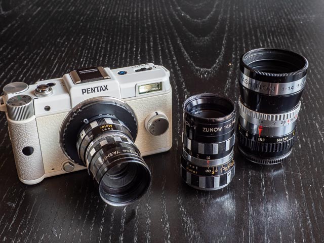 Pentax Q with 8mm cine camera lenses