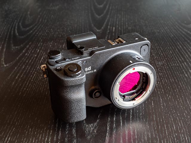 Sigma SDQH front of camera with lens removed.