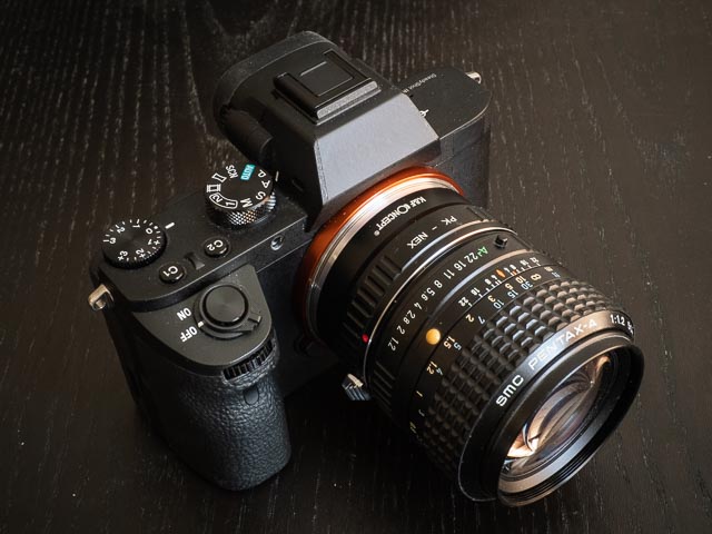 SMC Pentax-A 50mm f/1.2 lens mounted on a Sony A7II camera