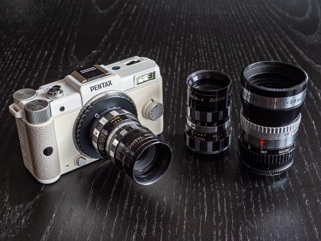 Pentax Q with 3 Yashinon 8mm cine lenses